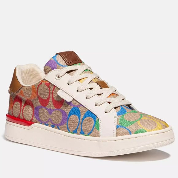 🌈 Coach Lowline Low Top Sneaker In Rainbow Signature Canvas - Picture 1 of 14